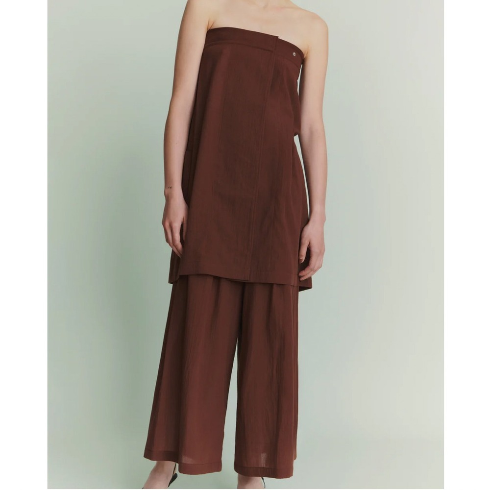 SAUNA WRAP Convertible Brown Minimalist Chic Y2K Midi Skirt Tunic Top Size 0